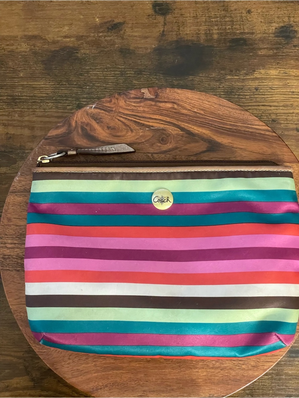 COACH Vintage Sateen Legacy Stripe Cosmetic Pouch